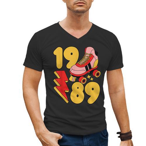 1989 Retro Roller Skate Vintage 80s Nostalgia Collector Men's V-Neck T-Shirt - Figerry