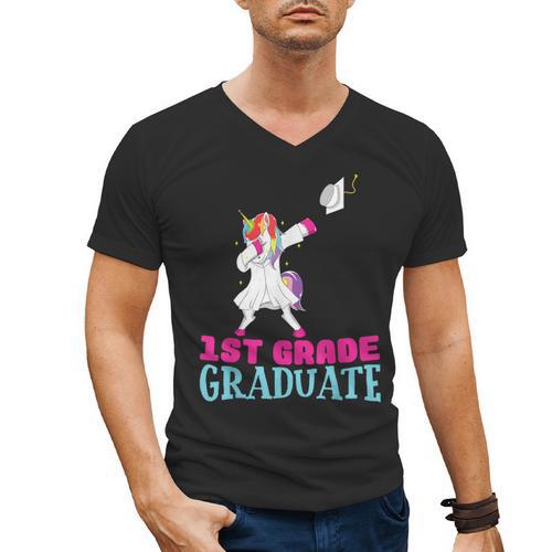 1st Grade Graduation Dabbing Unicorn Lover T-Shirt Kids Men's V-Neck T-Shirt - Best Gift Smart
