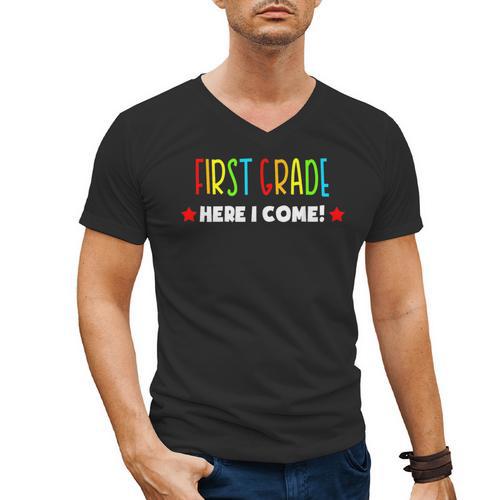 1st Grade Here I Come Kids Kindergarten Graduation Shirt Men's V-Neck T-Shirt - Best Gift Smart