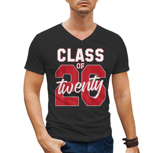 2 Sided Class Of 2026 Senior 2026 Graduation Men's V-Neck T-Shirt - Best Gift Smart