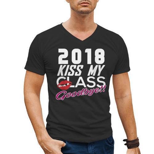 2018 Kiss My Class Goodbye Graduation Men's V-Neck T-Shirt - Best Gift Smart