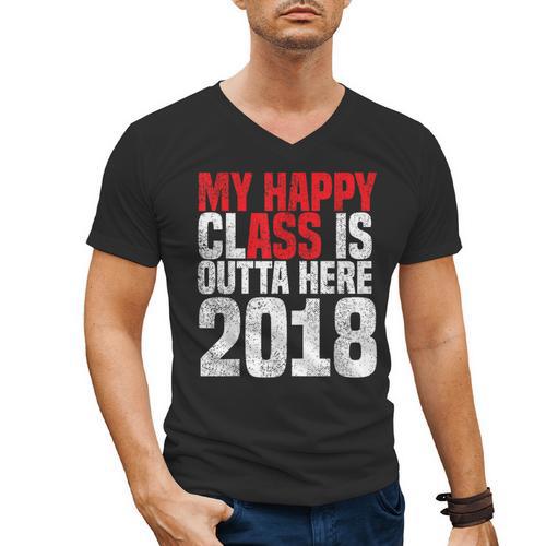 2018 Senior Graduation My Happy Class Shirt Men's V-Neck T-Shirt - Best Gift Smart