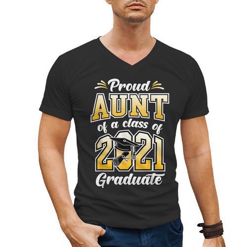 2021 Graduation Shirts For Family 2021 Graduation For Aunt Men's V-Neck T-Shirt - Best Gift Smart