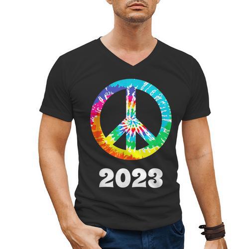 2023 Graduation Class Year Tie Dye Peace Sign Graduate Shirt Men's V-Neck T-Shirt - Best Gift Smart