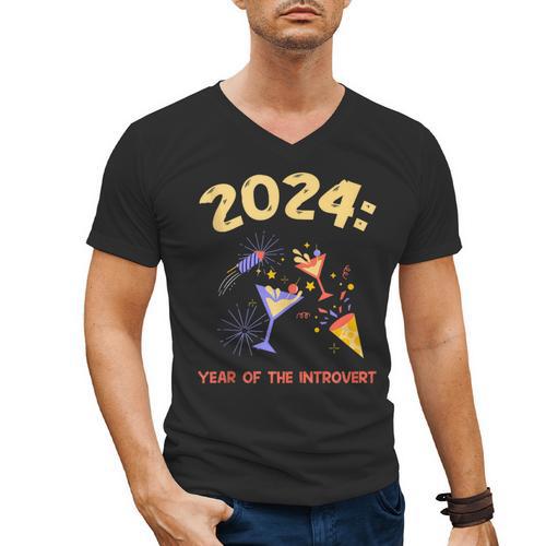 2024 Year Of The Introvert New Year Adventures Men's V-Neck T-Shirt - Raresse