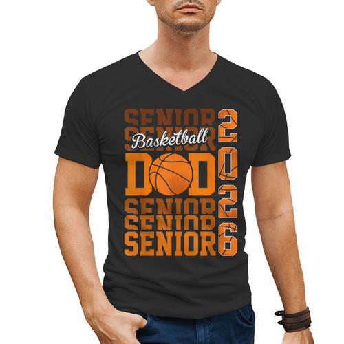 2026 Basketball Senior Dad Graduation Matching Family Men's V-Neck T-Shirt - Best Gift Smart