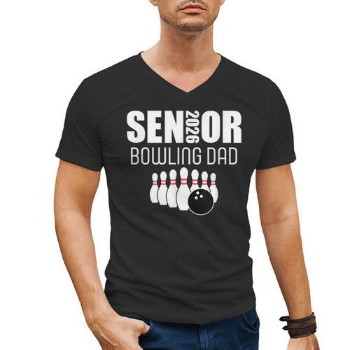 2026 Senior Bowling Dad Bowling Team Parent Helper Men's V-Neck T-Shirt - Father's Day Fun