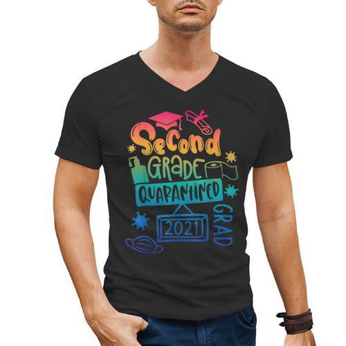 2nd Grade 2021 Graduate Quarantine Second Grade Graduation Men's V-Neck T-Shirt - Best Gift Smart