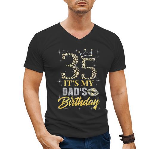 35 It's My Dad's Birthday Crown Happy 35 Years Old Men's V-Neck T-Shirt - Father's Day Fun