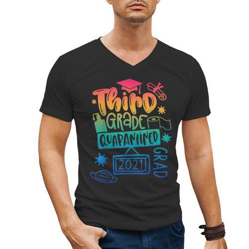 3rd Grade 2021 Graduate Quarantine Third Grade Graduation Men's V-Neck T-Shirt - Best Gift Smart