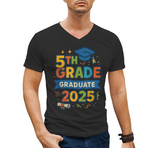 5th Grade Graduation 2025 Graphic – Class Of 2025 Theme Men's V-Neck T-Shirt - Best Gift Smart