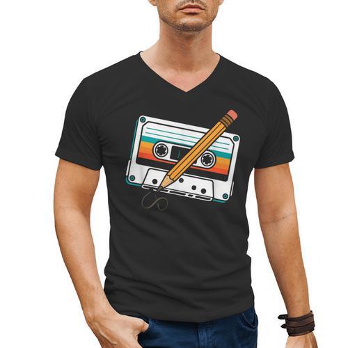 80 S 80s 90s Cassette Tape Nostalgia Retro Band Men's V-Neck T-Shirt - Figerry