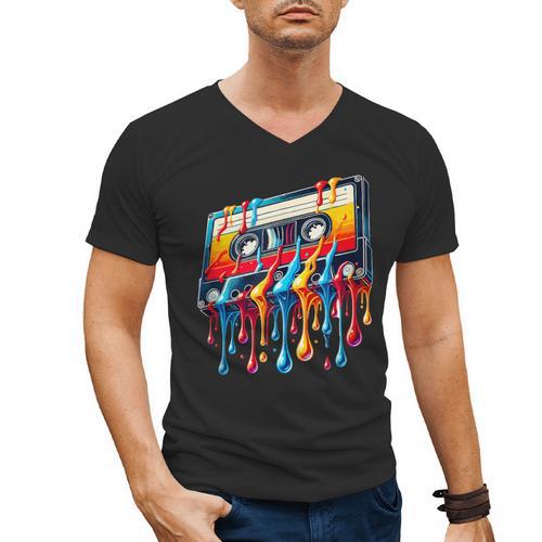 80s 90s Retro Party Costume Nostalgia Cassette Men's V-Neck T-Shirt - Figerry