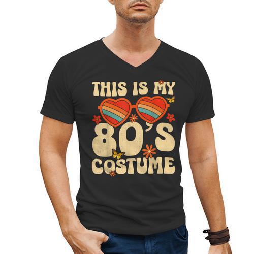 This Is My 80s Costume Vibes Nostalgia 1980s Vintage Fashion Men's V-Neck T-Shirt - Figerry