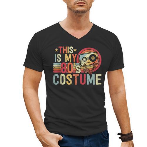 This Is My 80s Costume Vintage Style Nostalgia 1980s Retro Men's V-Neck T-Shirt - Figerry