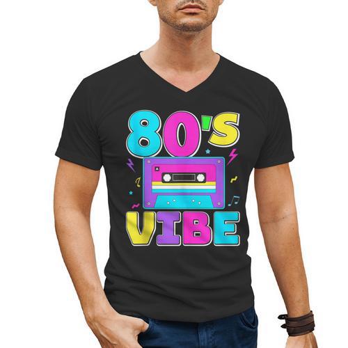 80's Vibe Retro Style Cassette Tape Nostalgia 1980s Party Men's V-Neck T-Shirt - Figerry