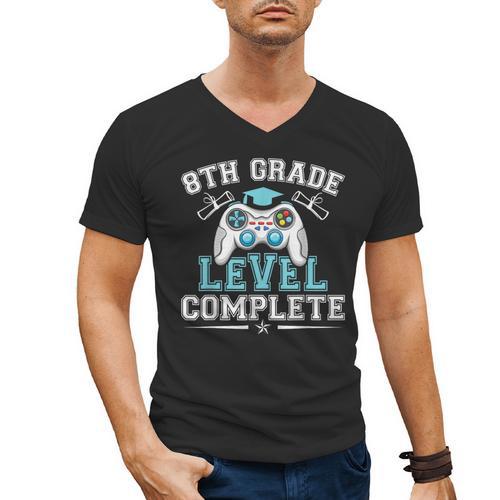 8th Grade Level Complete Graduation 2025 Class Eighth Grade Men's V-Neck T-Shirt - Best Gift Smart