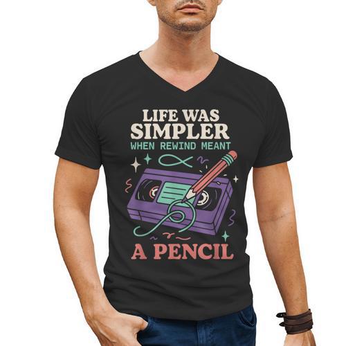 90s Baby Tired Millennial Burnout Nostalgia Parenting Men's V-Neck T-Shirt - Figerry