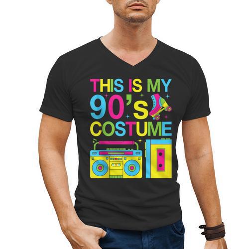 This Is My 90's Costume Retro 1990s Style Cassette Nostalgia Men's V-Neck T-Shirt - Figerry