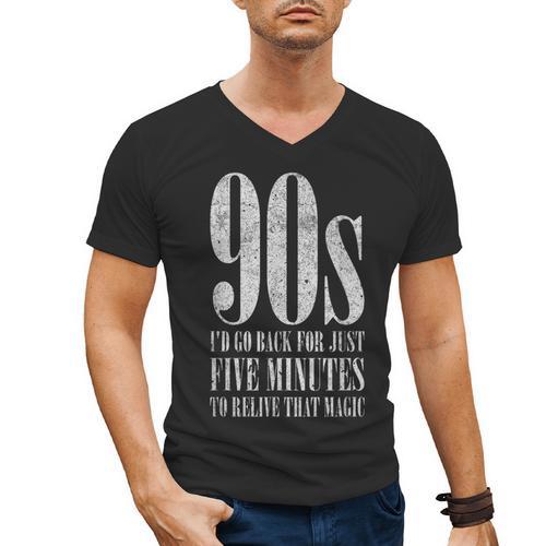 The 90s I'd Go Back For Five Minutes Nostalgia Quote Men's V-Neck T-Shirt - Figerry