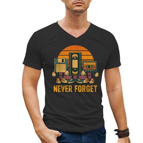 90s Nostalgia Never Forget Retro Men's V-Neck T-Shirt - Figerry