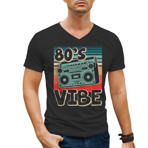 90's Vibe Vintage Style Cassette Tape Nostalgia 1990s Party Men's V-Neck T-Shirt - Figerry