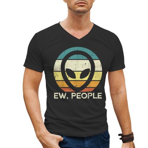 Alien Face Ew People Ufo Introvert Men Women Kids Teen Men's V-Neck T-Shirt - Raresse