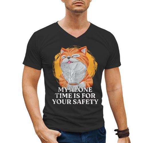 My Alone Time Is For Your Safety Coffee Lover Introvert Men's V-Neck T-Shirt - Raresse