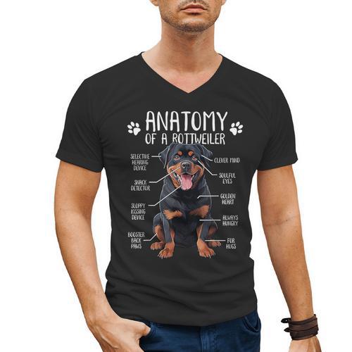 Anatomy Rottweiler Dog Owner Rottie Dad Mom Pet Lover Men's V-Neck T-Shirt - Father's Day Fun