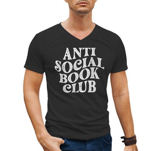 Anti Social Book Club Book Lover Reading Bookworm Reader Men's V-Neck T-Shirt - Bookorys