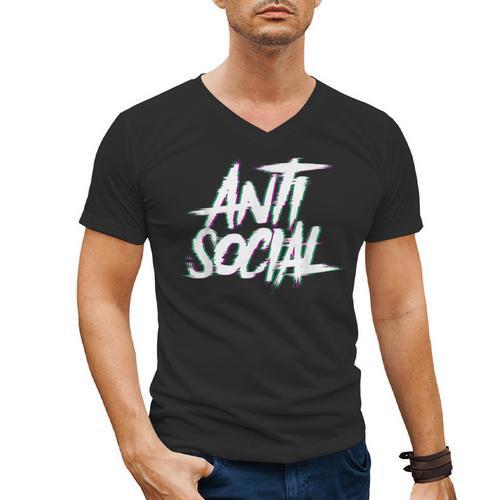 Anti Social Anti Social Club Introvert People Hate Men's V-Neck T-Shirt - Raresse