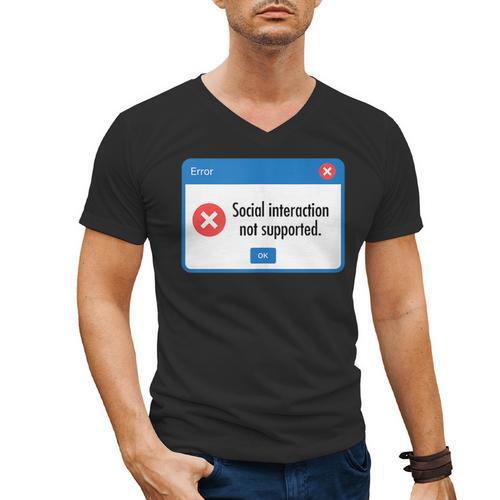 Anti Social Introvert Social Interaction Not Supported Men's V-Neck T-Shirt - Raresse
