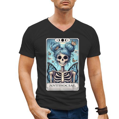Antisocial Butterfly Tarot Card Introvert Women Stay Home Men's V-Neck T-Shirt - Raresse