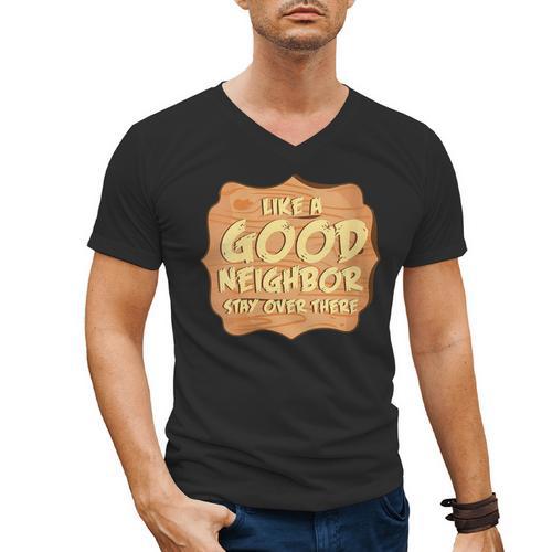 Antisocial Like A Good Neighbor Stay Over There Introvert Men's V-Neck T-Shirt - Raresse