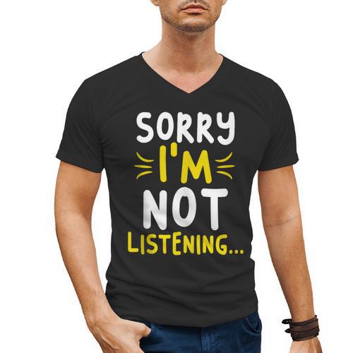 Antisocial Sorry I'm Not Listening Introvert & Anti Social Men's V-Neck T-Shirt - Raresse