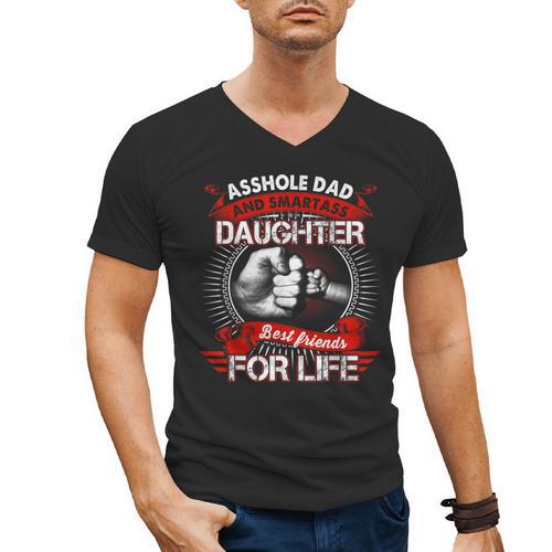 Asshole Dad And Smartass Daughter Best Friend For Life Men's V-Neck T-Shirt - Father's Day Fun