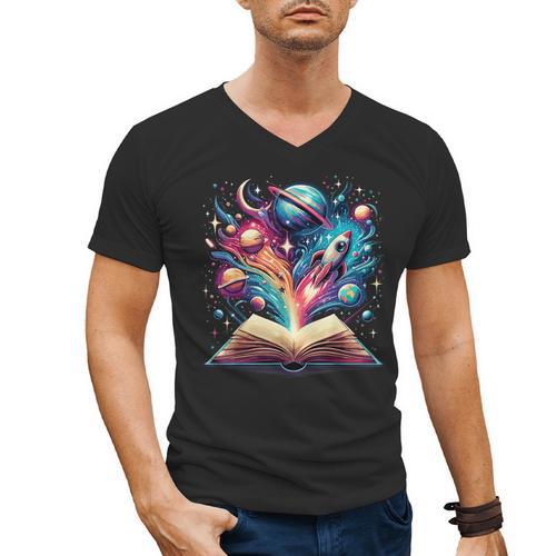 Astronomy Space Lover Books Bookworm Men's V-Neck T-Shirt - Bookorys DE