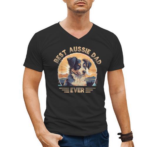 Aussie DAD Australian Shepherd Men's V-Neck T-Shirt - Father's Day Fun