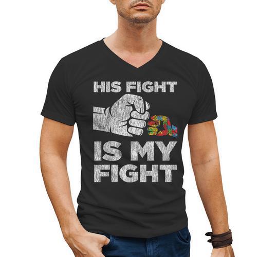 Autism Awareness Mom Dad Parents Autistic Kids Awareness Small Men's V-Neck T-Shirt - Father's Day Fun