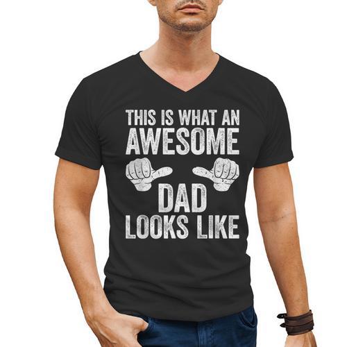 This Is What An Awesome Dad Looks Like Shirt Men Fathers Day Men's V-Neck T-Shirt - Father's Day Fun