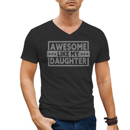 Awesome Like My Daughter Men Fathers Day Daddy Dad Men's V-Neck T-Shirt - Father's Day Fun