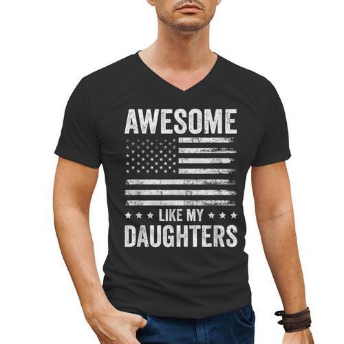 Awesome Like My Daughters Men Fathers Day Dad Men's V-Neck T-Shirt - Father's Day Fun