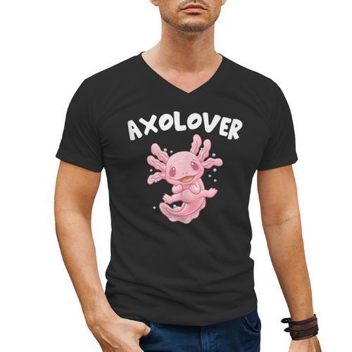 Axolovert Axolotl Humor Salamander Introvert Men's V-Neck T-Shirt - Raresse