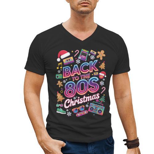 Back To-The 80 s Christmas Retro Cassette Boombox Nostalgia Men's V-Neck T-Shirt - Figerry
