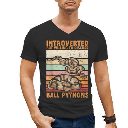Ball Python Snake Introvert Ball Python Men's V-Neck T-Shirt - Raresse