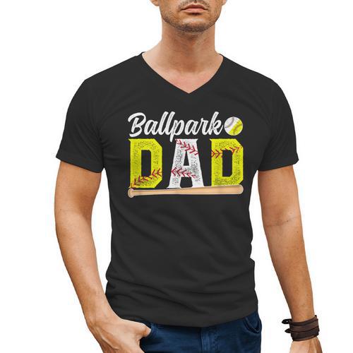 Ballpark Dad Baseball Softball Dad Of Ballers Men's V-Neck T-Shirt - Father's Day Fun
