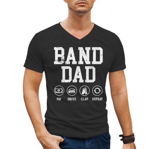 Band Dad Pay Drive Clap Repeat Marching Band Dad Men's V-Neck T-Shirt - Father's Day Fun