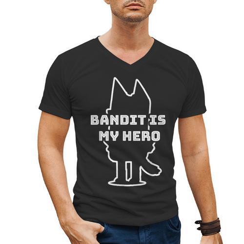 Bandit Is My Hero Kid's Show Dad Dog Men's V-Neck T-Shirt - Father's Day Fun