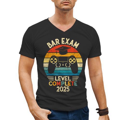 Bar Exam Level Complete 2025 Lawyer Law School Graduation Men's V-Neck T-Shirt - Best Gift Smart