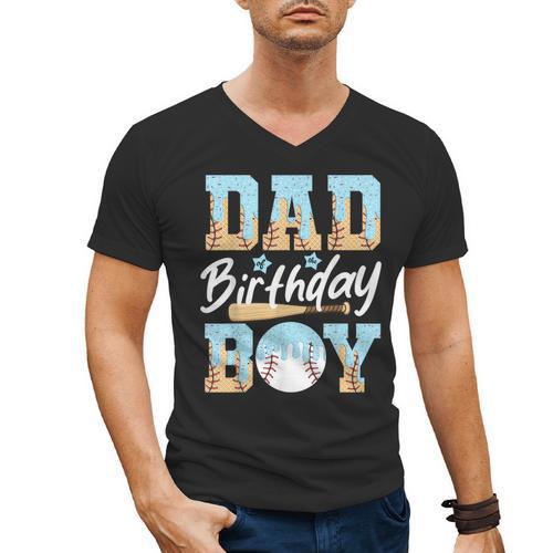 Baseball Ice Cream Drip Dad Of The Birthday Boy Baseball Men's V-Neck T-Shirt - Father's Day Fun